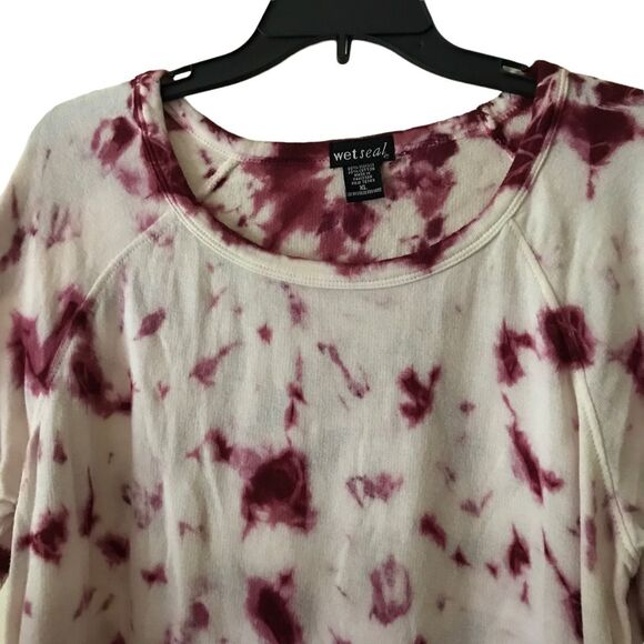 Wet Seal Shirt Womens XL Tie‎ Burgundy Dye Top Long Sleeves Lightweight - Picture 6 of 12